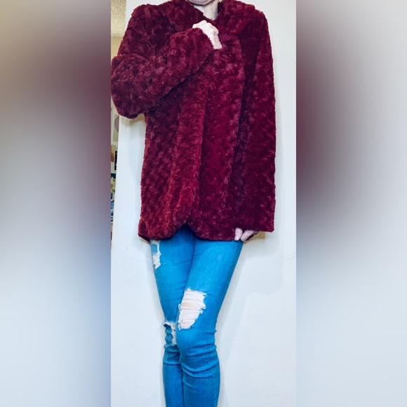 Soft, Cozy, Raspberry Plushy coat, size Medium. Very Boho and Cool!!! - Picture 9 of 10